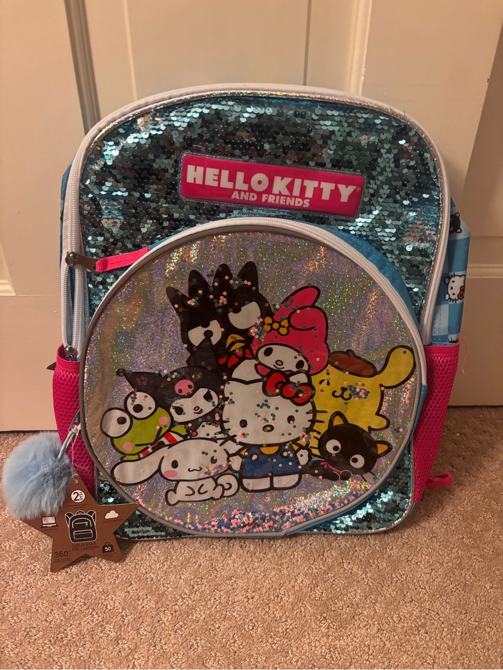 Hello Kitty Sequin Kids Backpack - New With Tags Blue & Pink